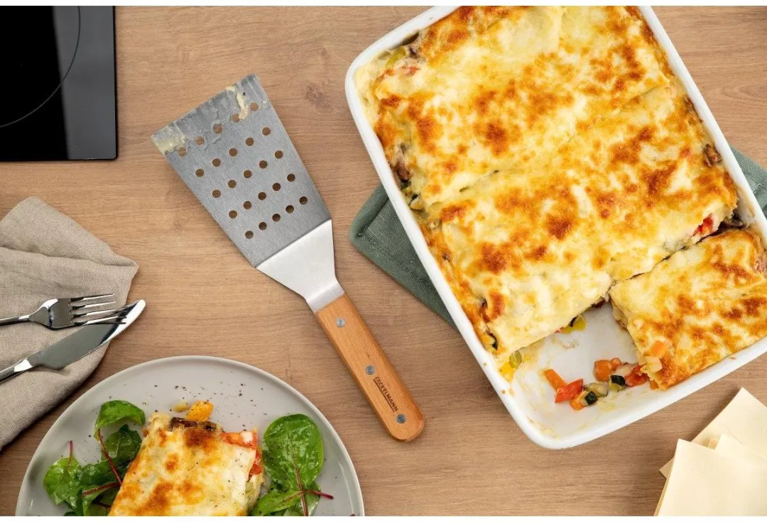 Fackelmann 31139 Pizzaschep & Lasagnespatel - Roestvrij staal & Hout