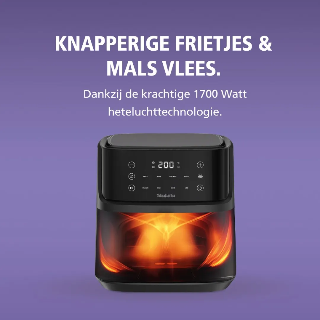 Brabantia Airfryer XXL 7.6L - 1700W - Zwart