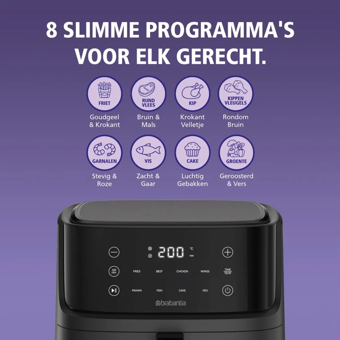 Brabantia Airfryer XXL 7.6L - 1700W - Zwart