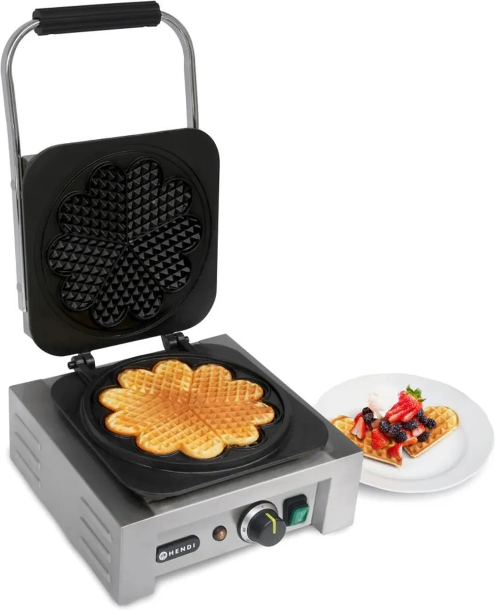 HENDI Hartvormige Wafelmaker 2200W - 2 Platen - RVS