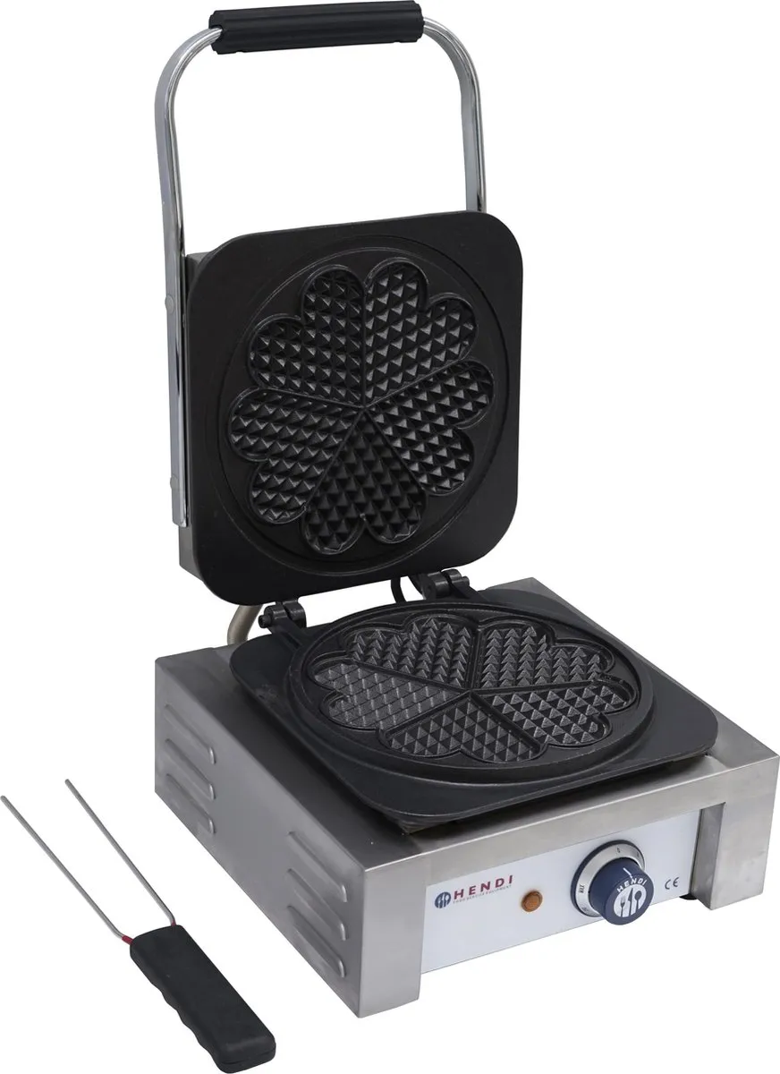 HENDI Hartvormige Wafelmaker 2200W - 2 Platen - RVS