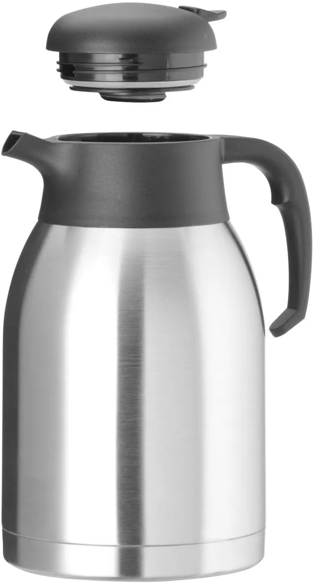 HENDI 448526 Dubbelwandige Isoleerkan 2L - Rvs - Zwart deksel