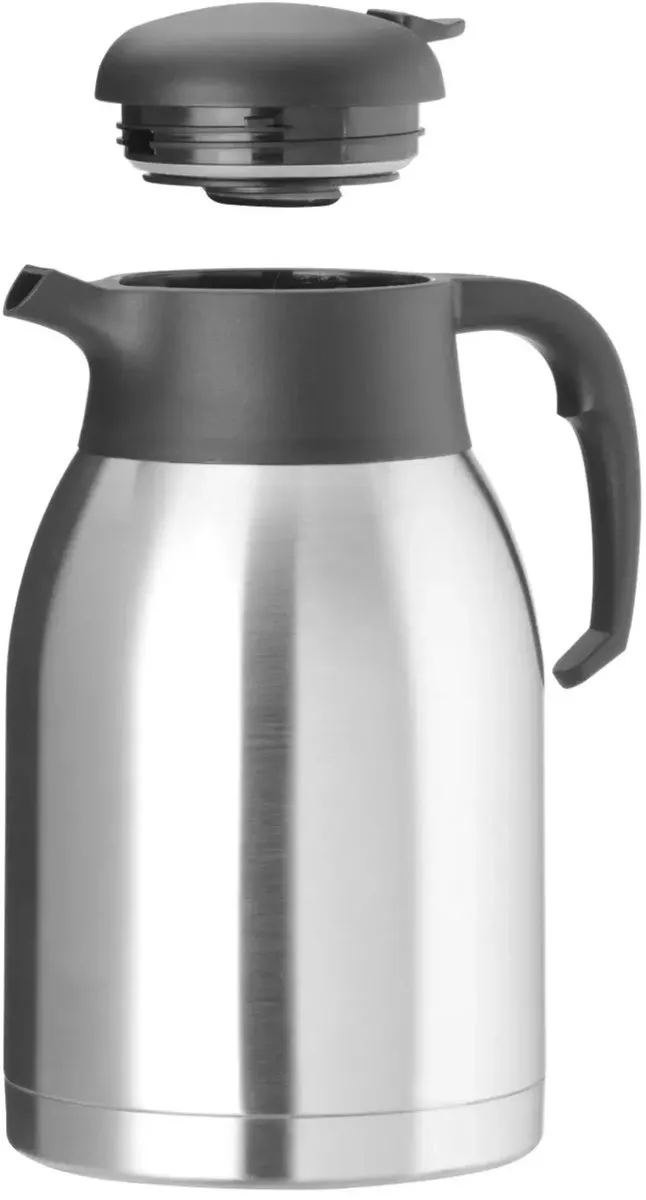 HENDI 448526 Dubbelwandige Isoleerkan 2L - Rvs - Zwart deksel