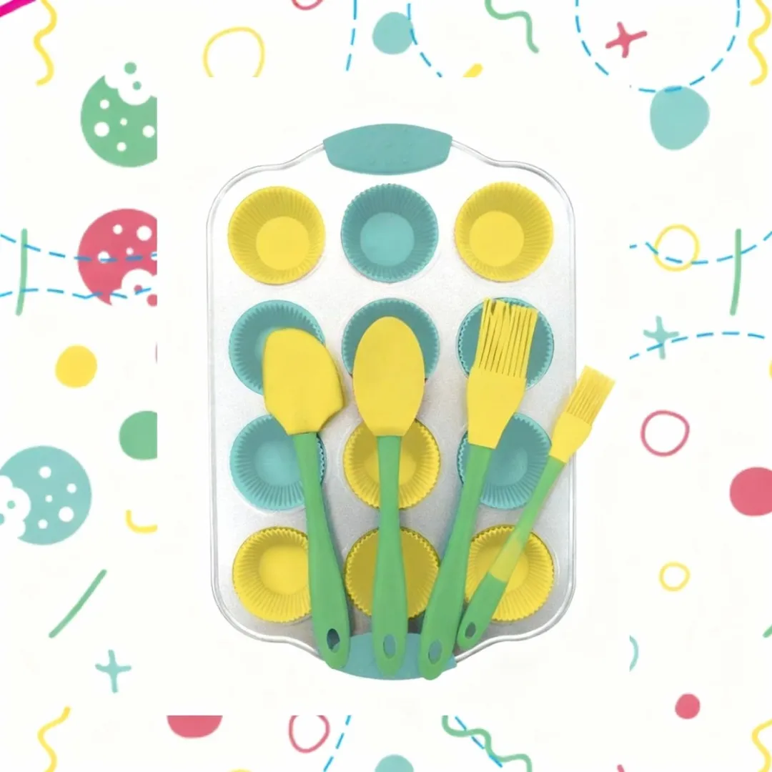 Fackelmann 44897 Mini Cupcakes Set - 16 Stuks - Blauw/Geel/ Groen/Grijs