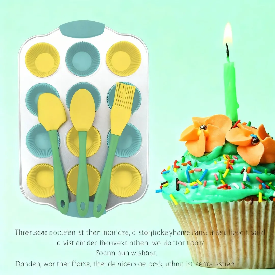 Fackelmann 44897 Mini Cupcakes Set - 16 Stuks - Blauw/Geel/ Groen/Grijs