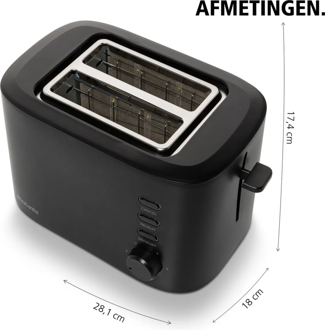 Brabantia BBEK1027 Broodrooster 980W - 4 Sneden - Zwart
