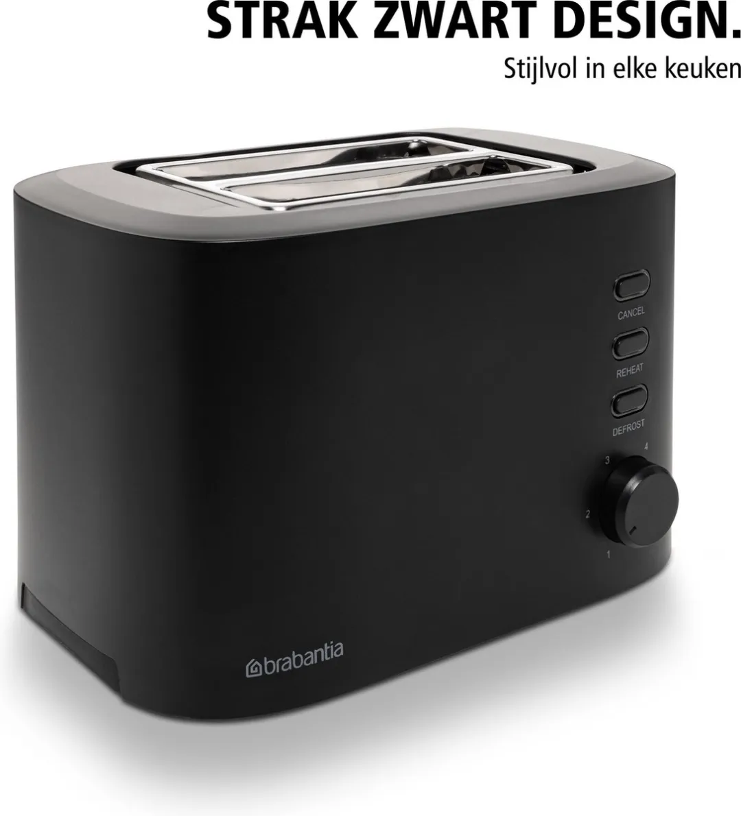 Brabantia BBEK1027 Broodrooster 980W - 4 Sneden - Zwart