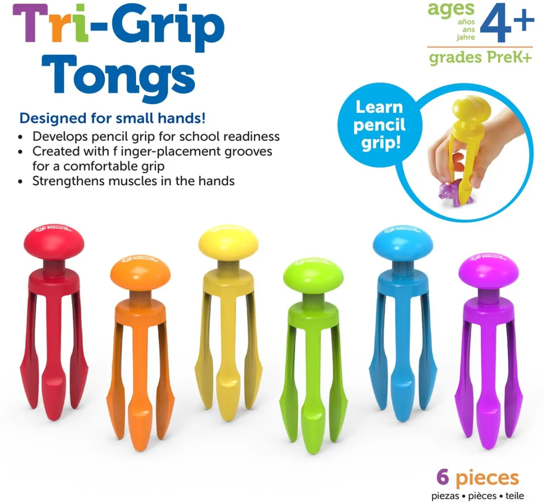 Learning Resources Tri-Grip Tongs Set 6 Stuks - Multicolor