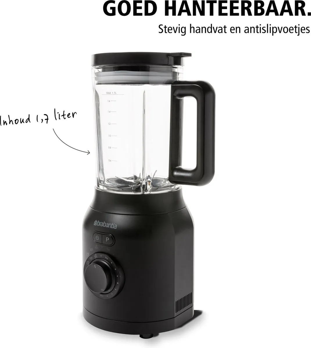 Brabantia Blender 1200W 1.7L - 9 Snelheden - Zwart