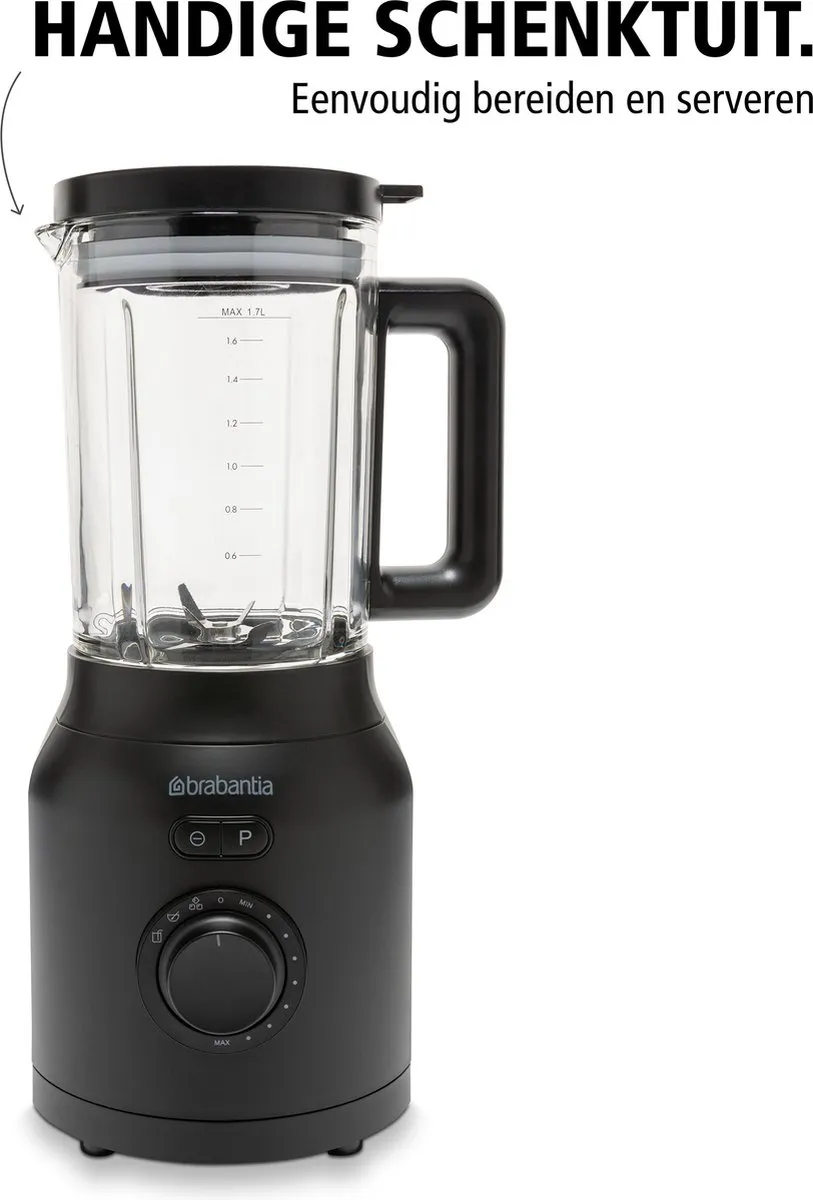Brabantia Blender 1200W 1.7L - 9 Snelheden - Zwart