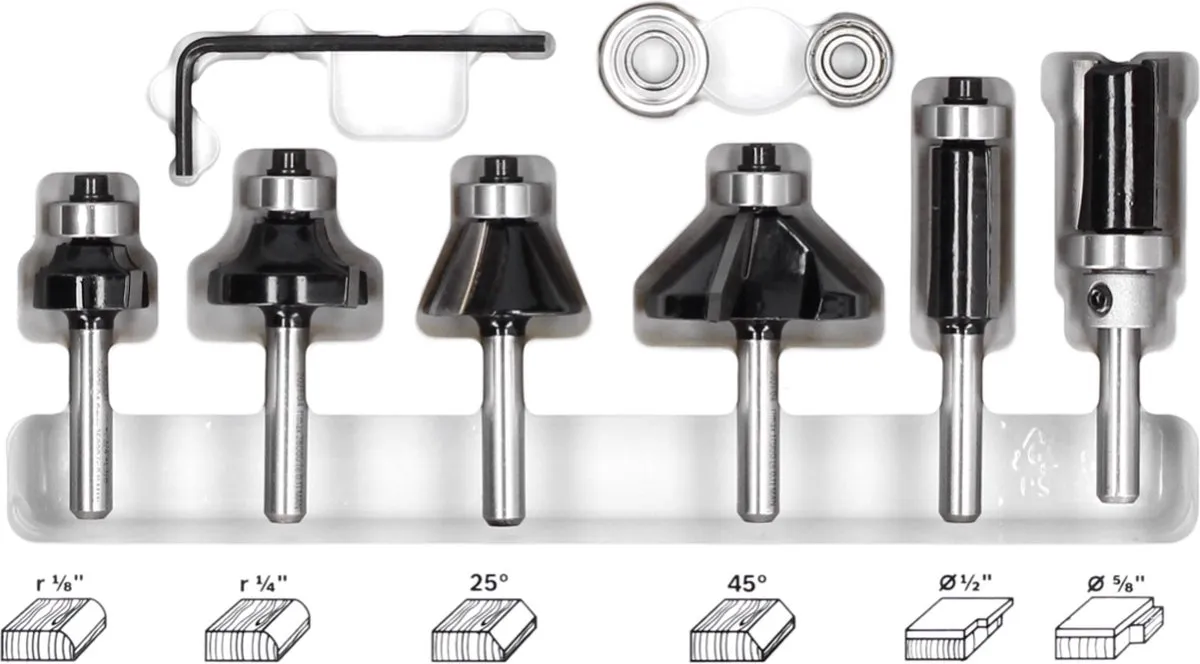Bosch Kant- en Lijstfrezenset 6-delig 1/4" - 2607017470