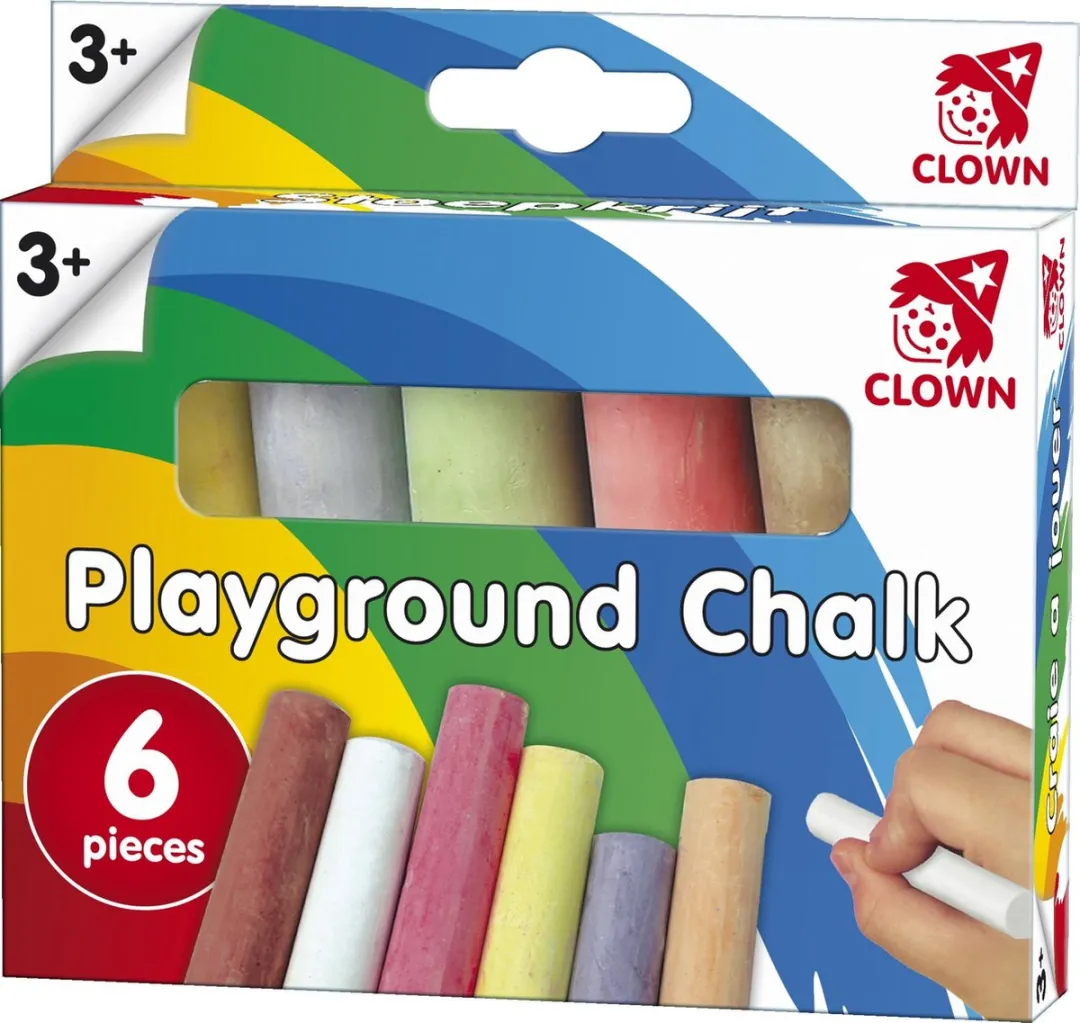 Clown Stoepkrijt - 6 Stuks - Multicolor