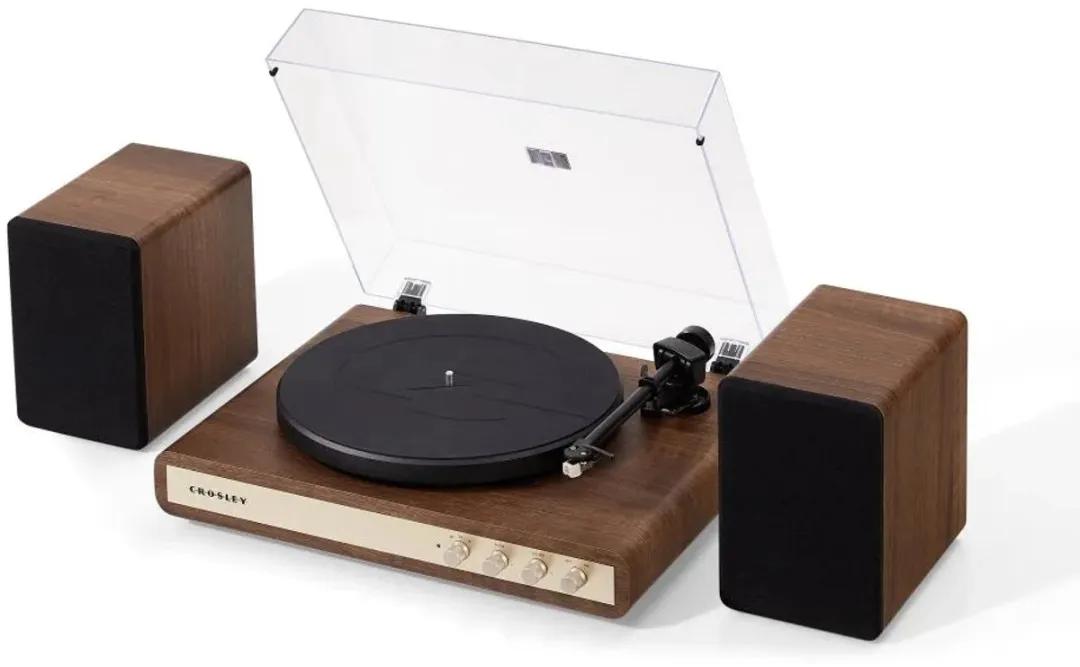 Crosley C65 Walnoot Platenspeler met speakers