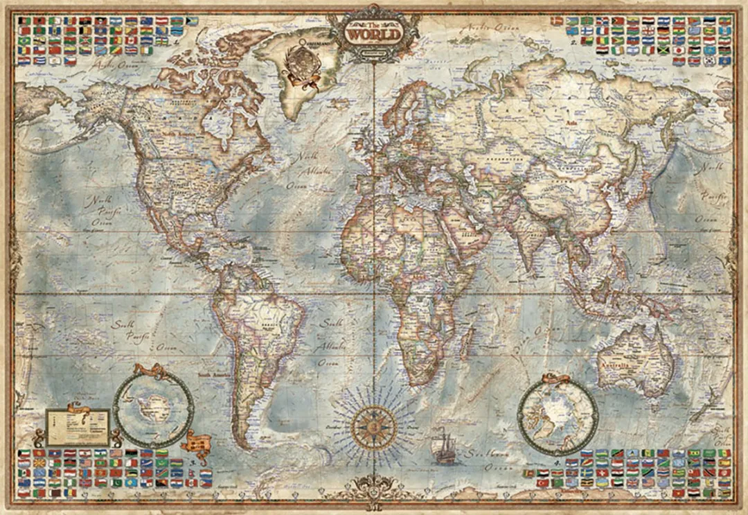 Educa Miniatuur puzzel - Wereldkaart - 1000 stukjes