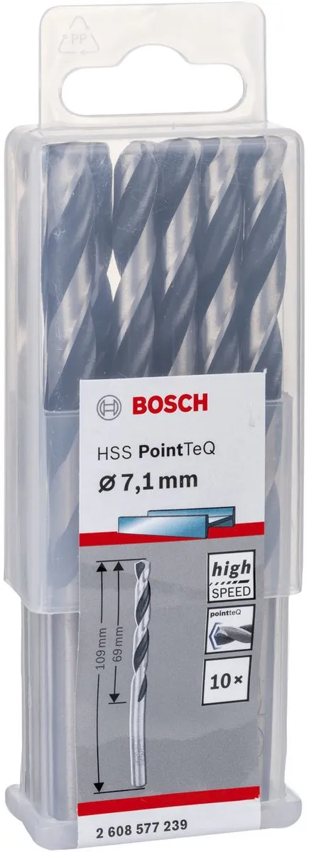 Bosch HSS PointTeQ DIN 338 Boormachinebits 10x - 7,1x69x109mm