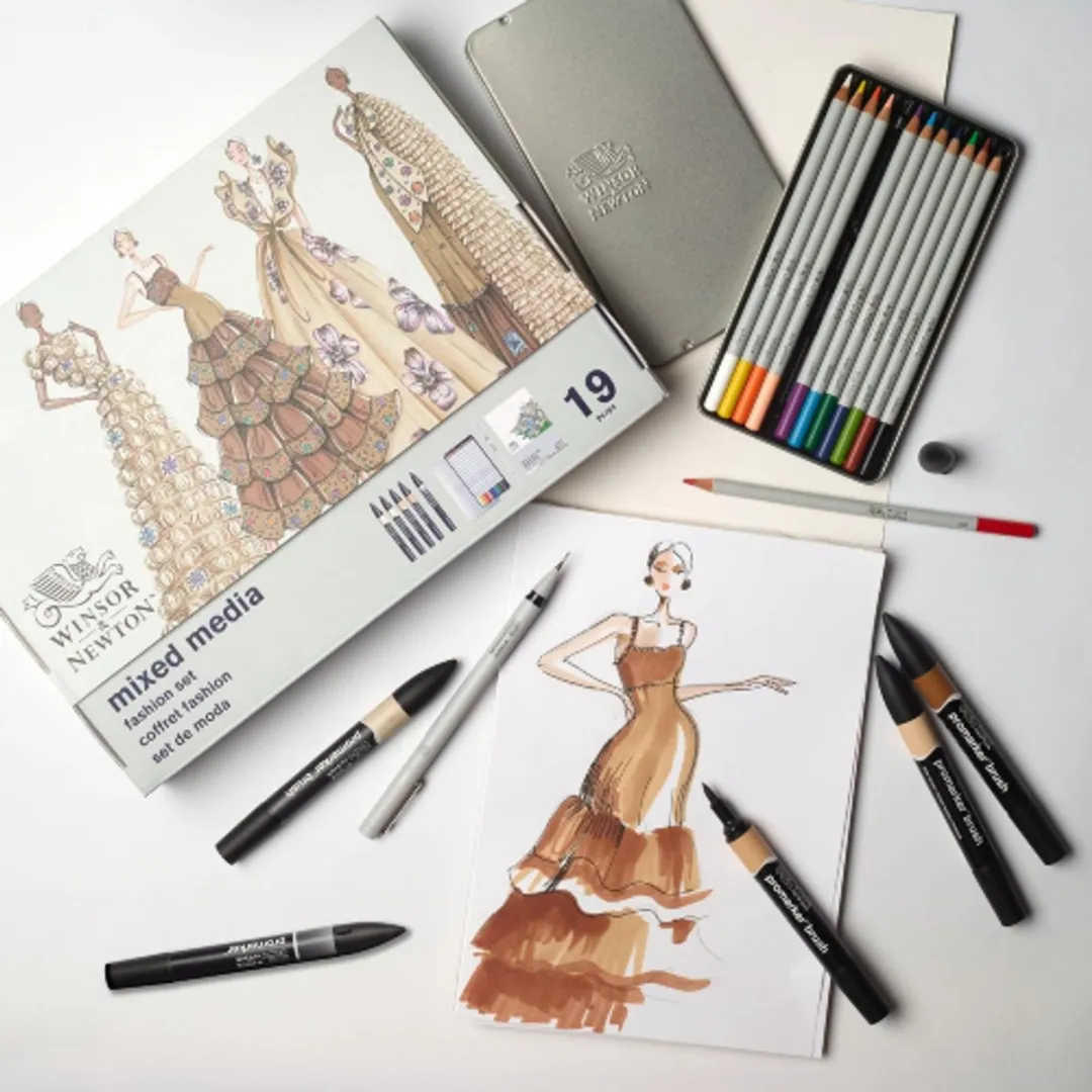 Winsor & Newton Mixed Media Fashion Set 19-delig - Promarker & Kleurpotloden
