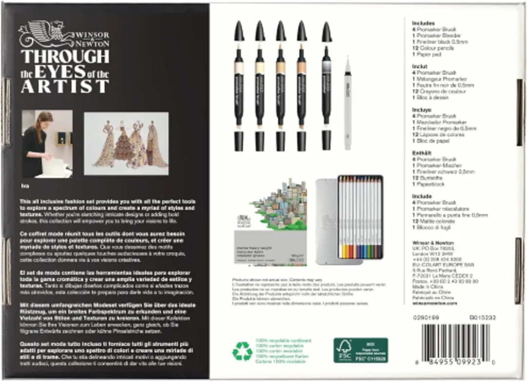 Winsor & Newton Mixed Media Fashion Set 19-delig - Promarker & Kleurpotloden