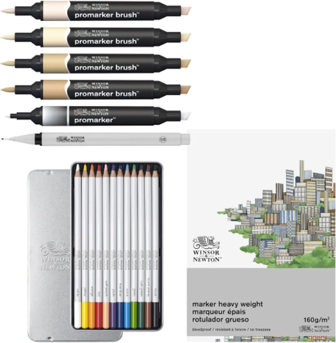 Winsor & Newton Mixed Media Fashion Set 19-delig - Promarker & Kleurpotloden