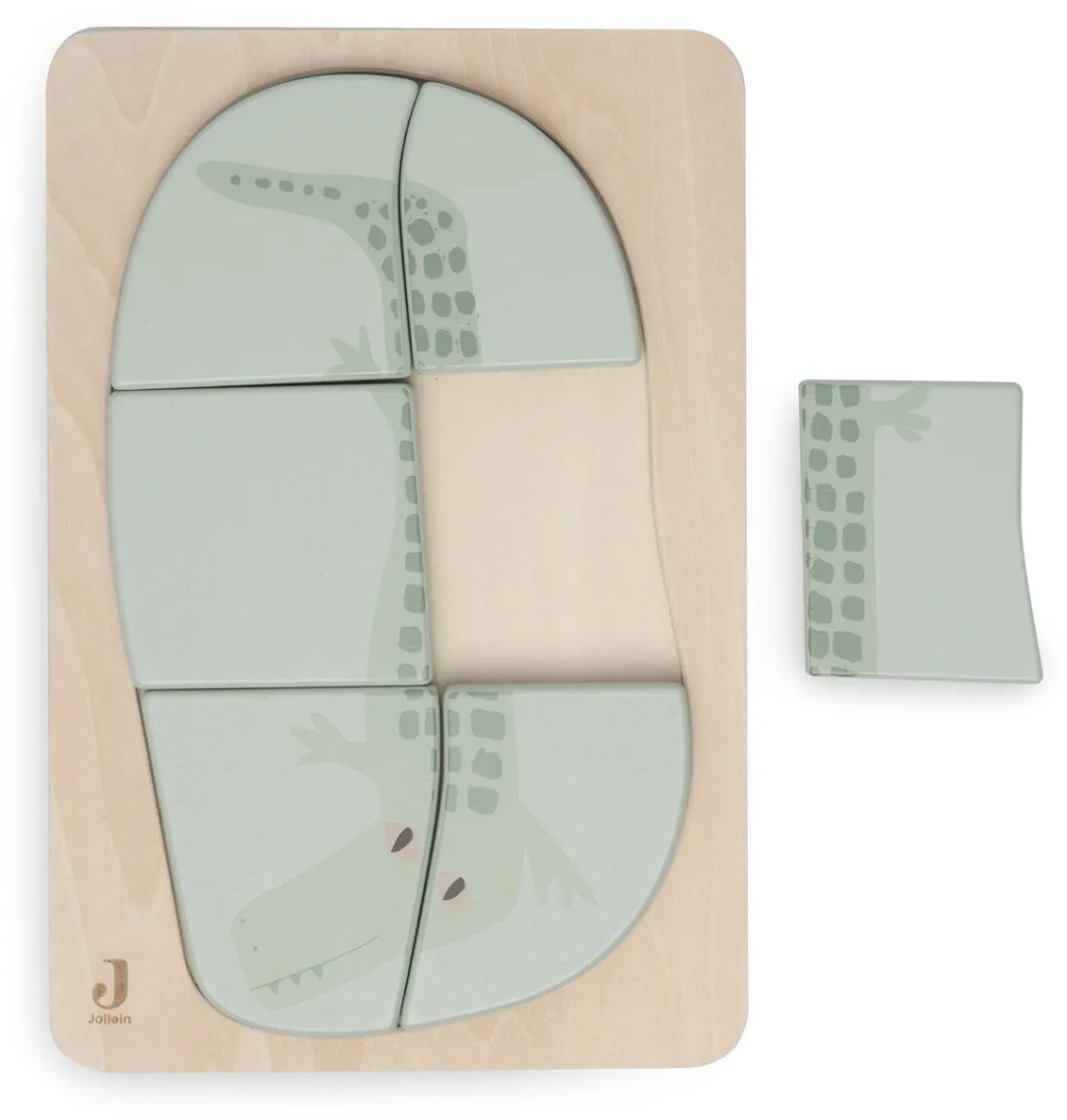 Jollein Houten Puzzel Jungle Jambo Croco - 6 Stuks - Sea Green