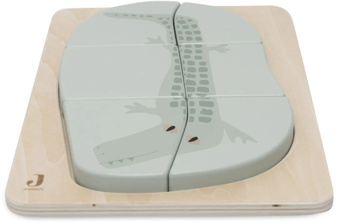 Jollein Houten Puzzel Jungle Jambo Croco - 6 Stuks - Sea Green
