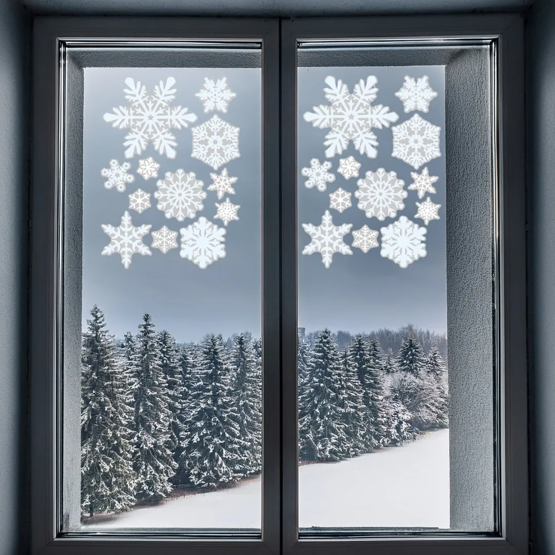 Anna's Collection Kerst Raamstickers Sneeuwvlokken - 34x28cm - Multi