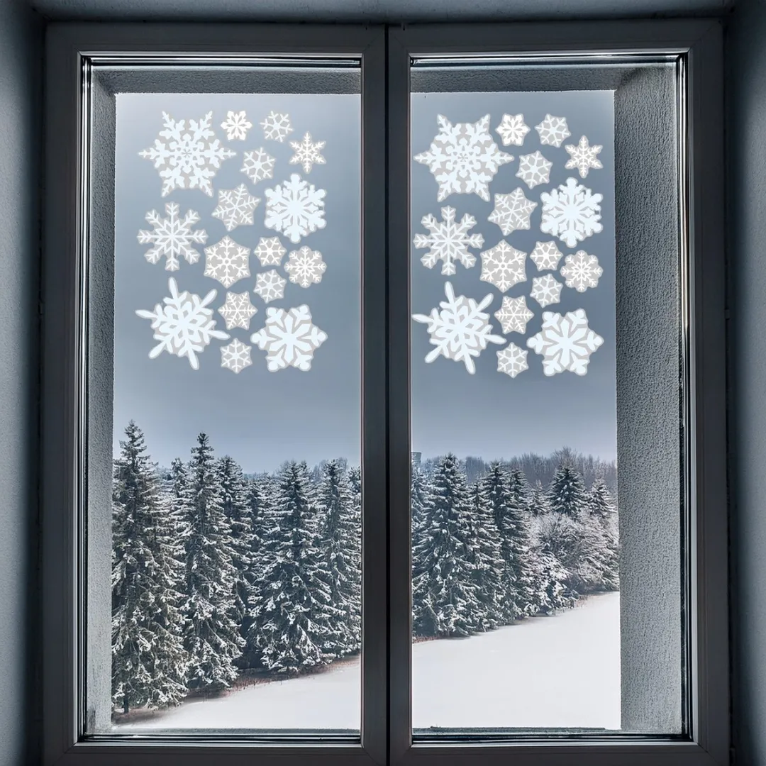Anna's Collection Kerst Raamstickers Sneeuwvlokken - 34x28cm - Multi