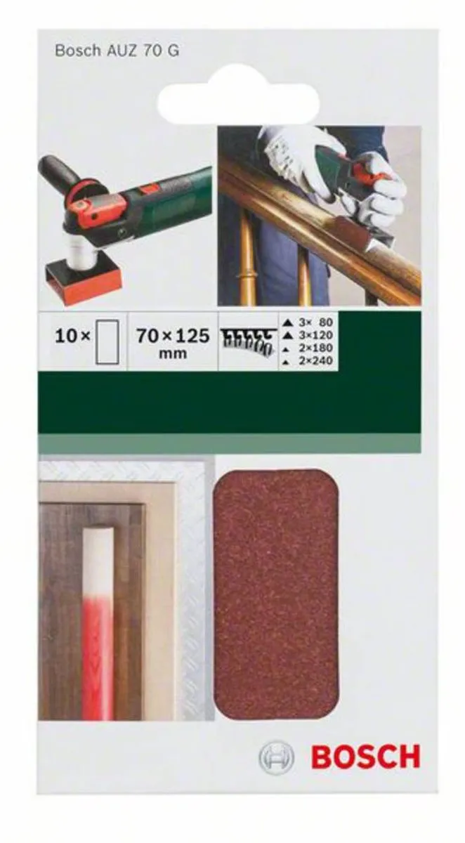 Bosch Schuurbladenset 10-delig 70x125mm - Korrel 80/120/180/240