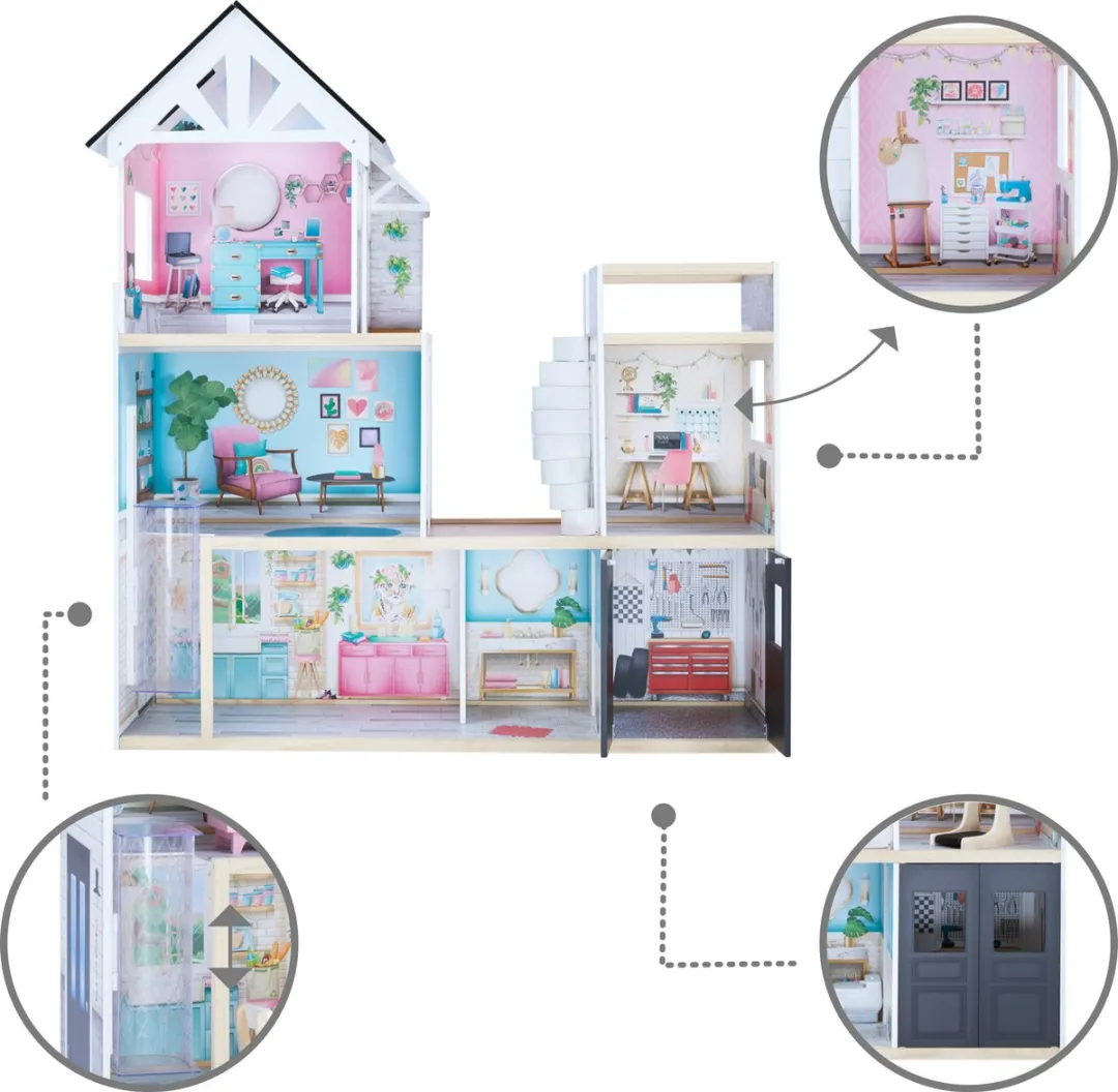 Teamson Kids Herenhuis Poppenhuis - Veelkleurig - 20 Meubels
