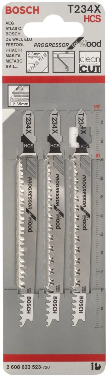 Bosch T 234 X Progressor Decoupeerzaagbladen - 3 Stuks