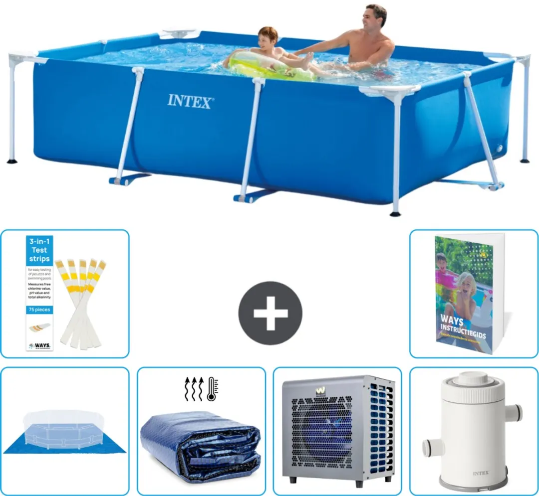 Intex Rechthoekig Frame Zwembad 260x160cm Blauw - 7-delig - afbeelding 2 van 6