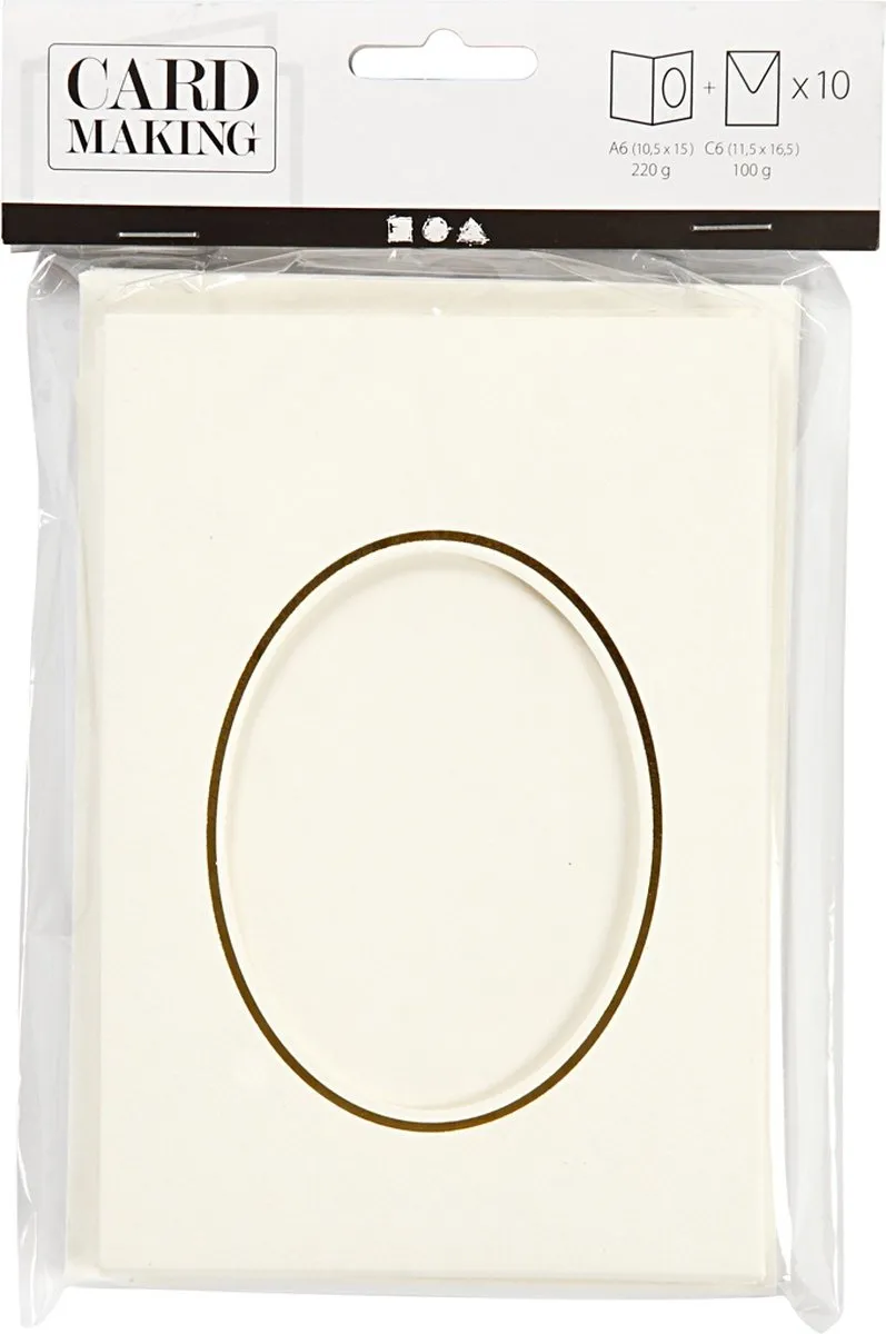 Creativ Company Passepartout Ovaal 10,5x15cm - Off-white - 10 Stuks