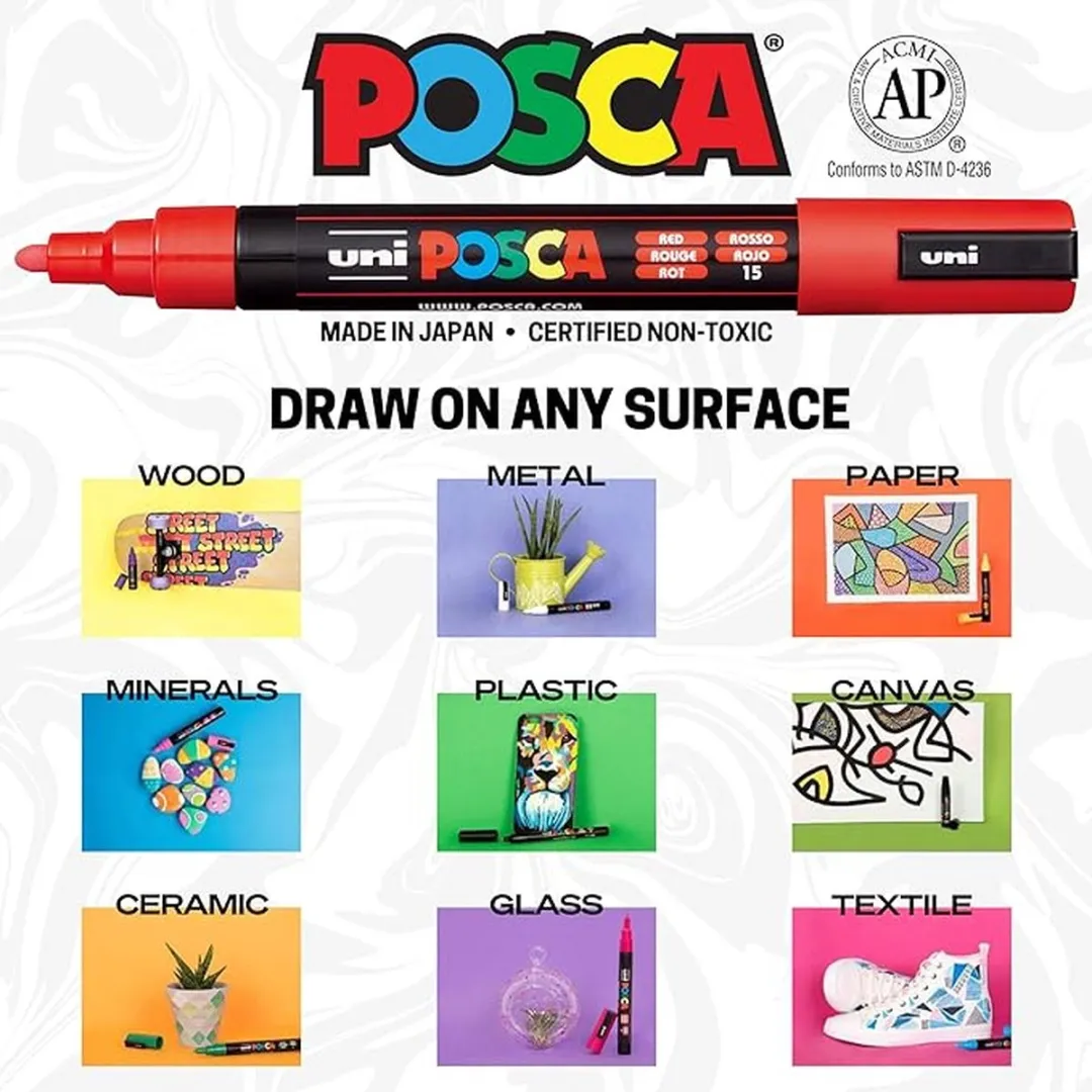 Posca Uni PC3M Stiften - 16 Stuks - Standaard Kleuren - afbeelding 6 van 6