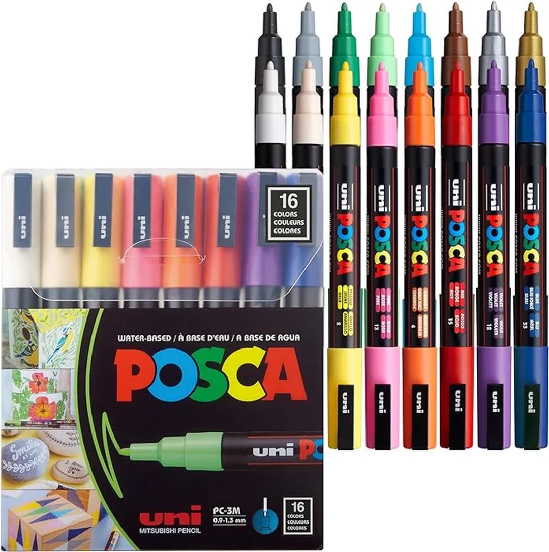 Posca Uni PC3M Stiften - 16 Stuks - Standaard Kleuren