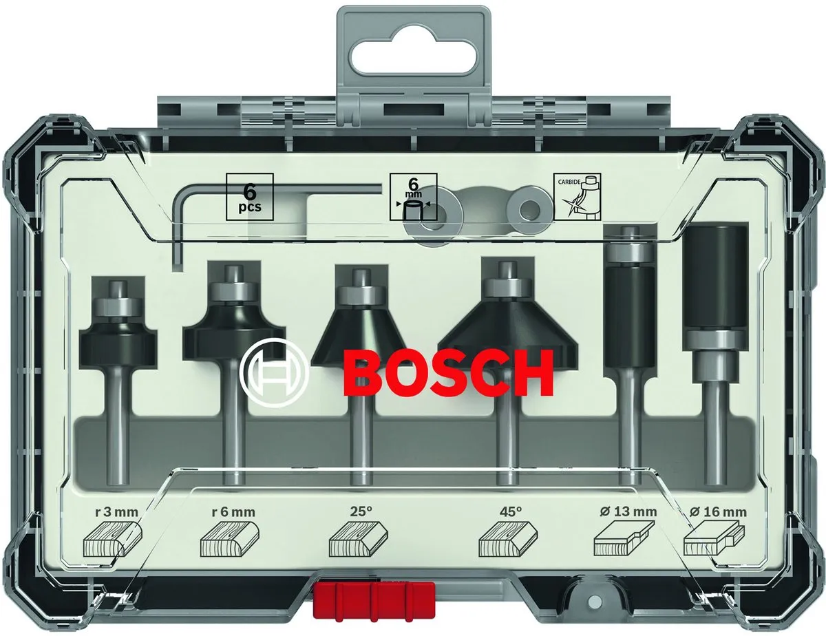 Bosch 2607017468 Frezenset 6-delig - 6mm - Hout/Hardhout