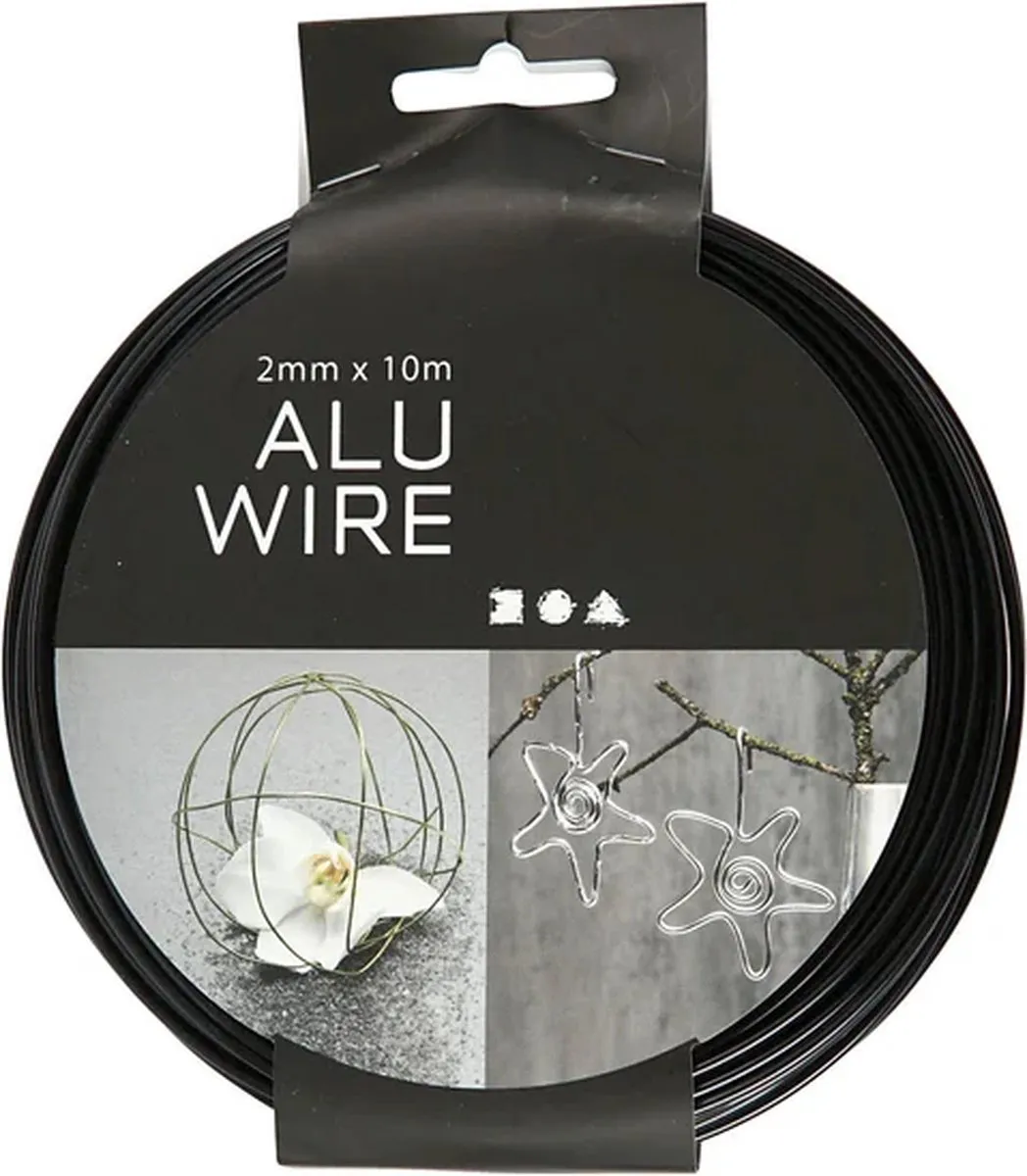 Creativ Company Alu Draad 2mm - Zwart - 10m