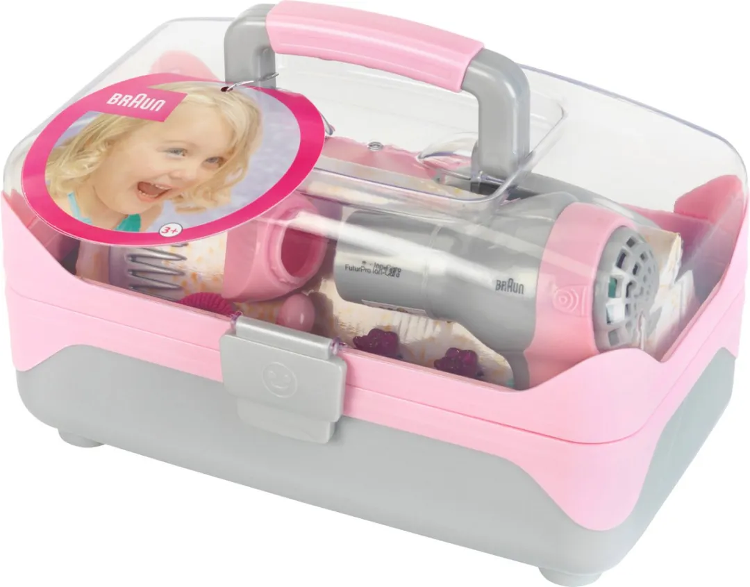 Klein Toys Braun Hairstyling Koffer - Haardroger met accessoires - Roze/Grijs - afbeelding 6 van 6