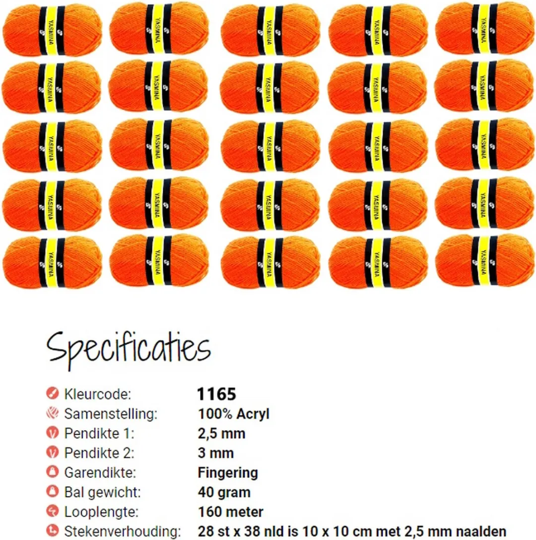 Scheepjes Yasmina Wol - 1165 Oranje - 25 Bollen