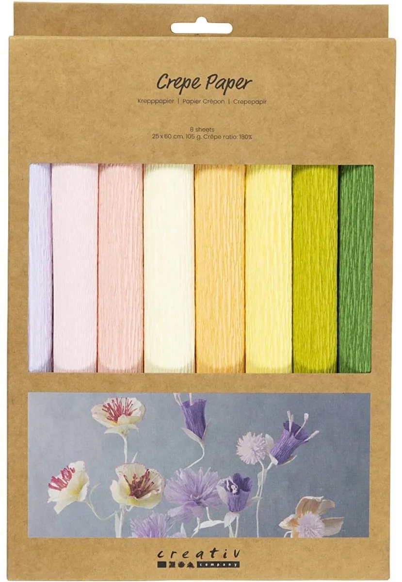 Creativ Company Crêpepapier Pastel Tinten - 8 Stuks 25x60cm