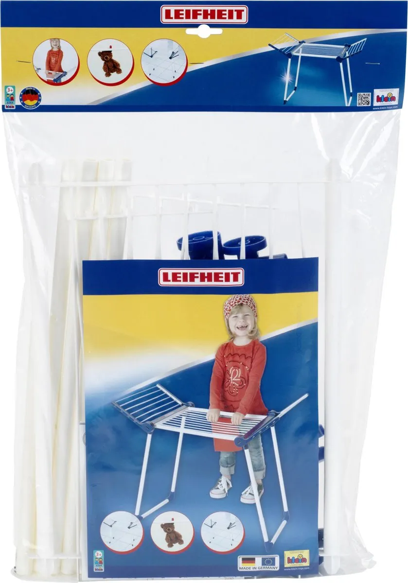 Klein Toys Leifheit Droogrek Inklapbaar 63x27x50cm - Blauw/Wit