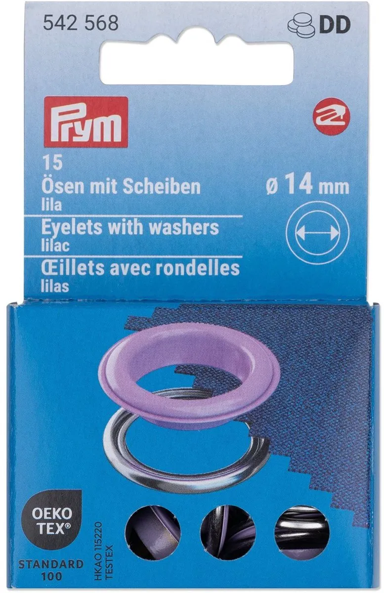 Prym Ringen met schijven 14mm - Lila - 15 Stuks