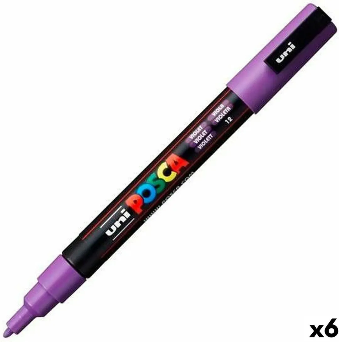 Posca PC-3M Fine Tip Verfstiften - Paars - 6 Stuks