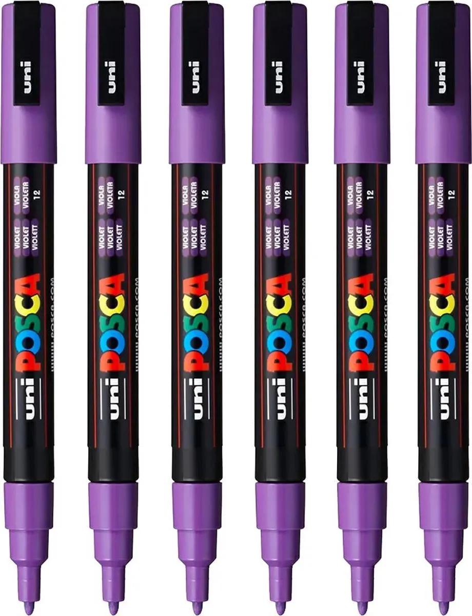 Posca PC-3M Fine Tip Verfstiften - Paars - 6 Stuks