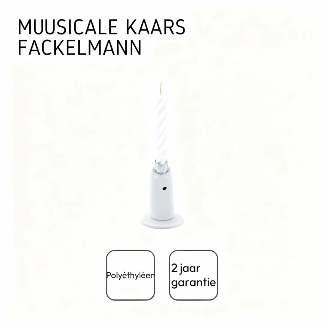 Fackelmann Muzikale Verjaardagskaars 6704050 - Wit - 12,5 cm
