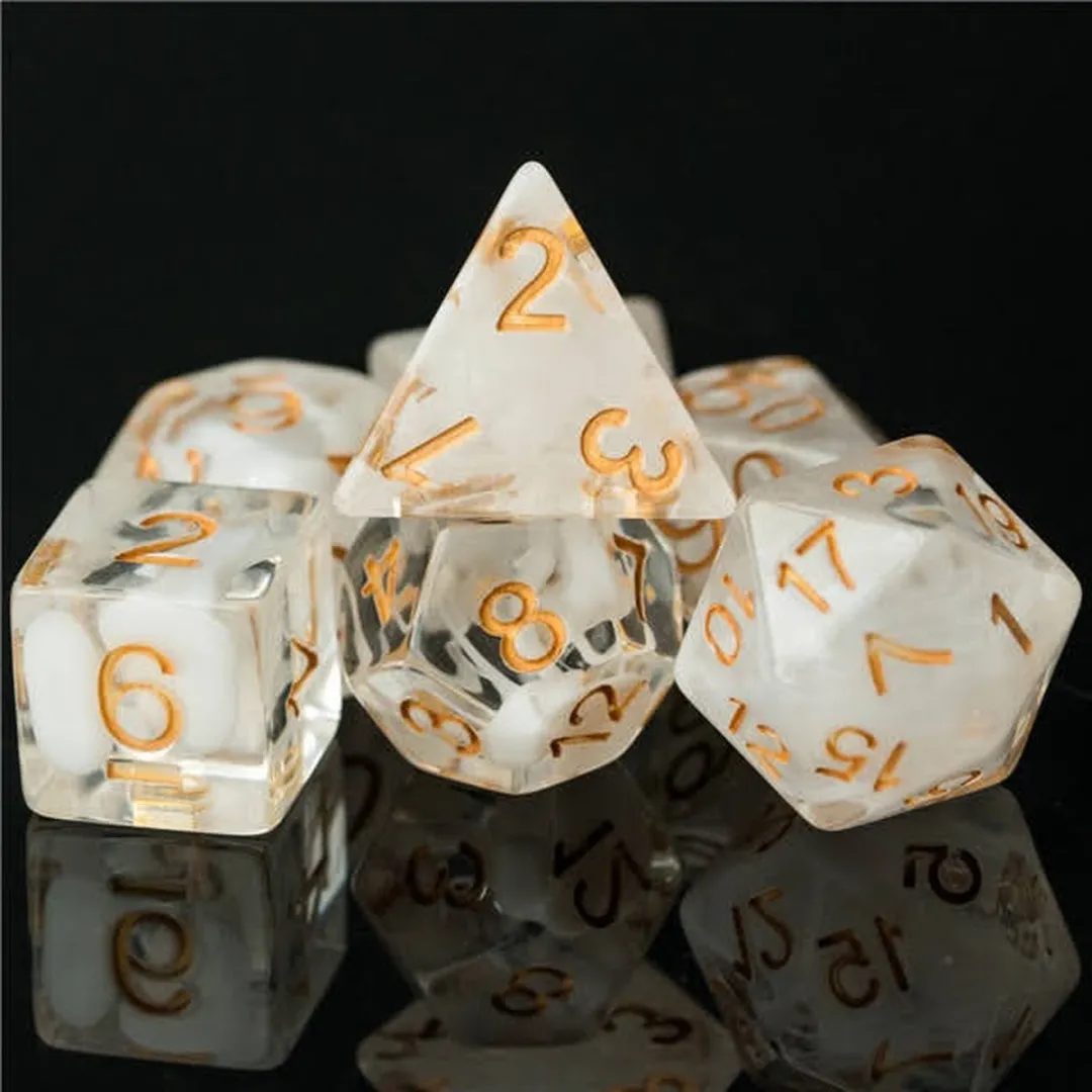 Lapi Toys D&D Polydice Set 7 Stuks - Wit/Transparant
