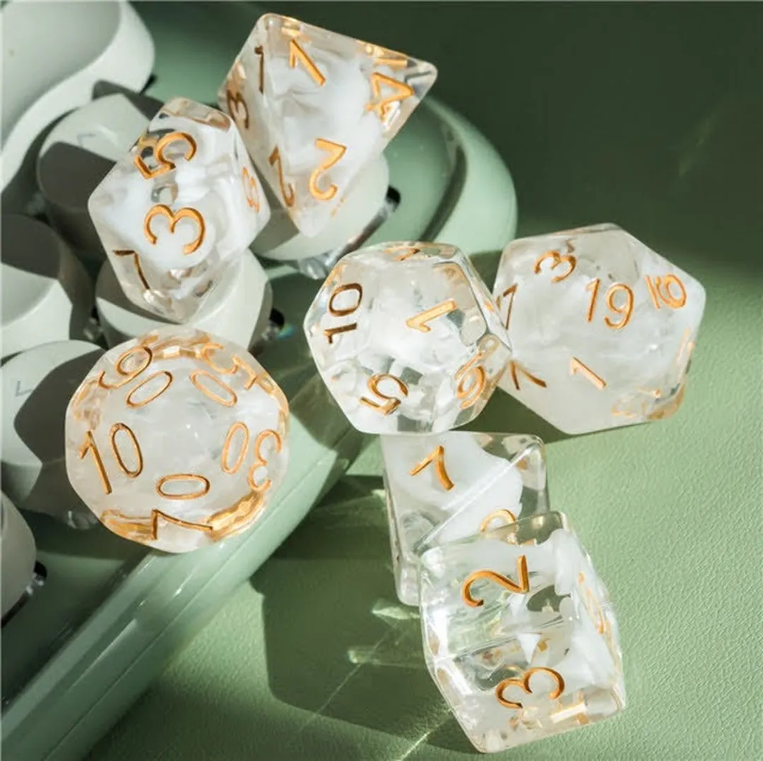 Lapi Toys D&D Polydice Set 7 Stuks - Wit/Transparant
