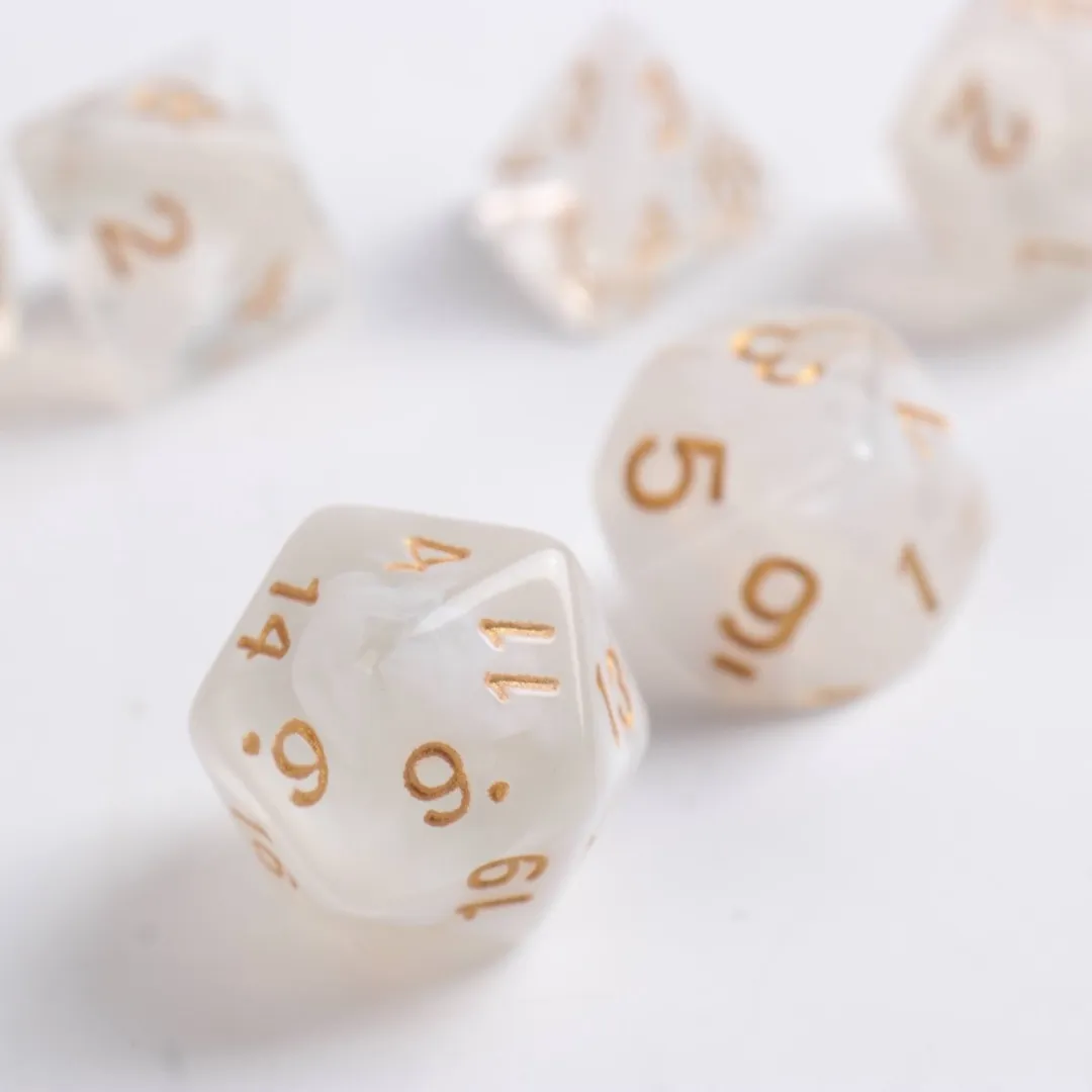 Lapi Toys D&D Polydice Set 7 Stuks - Wit/Transparant