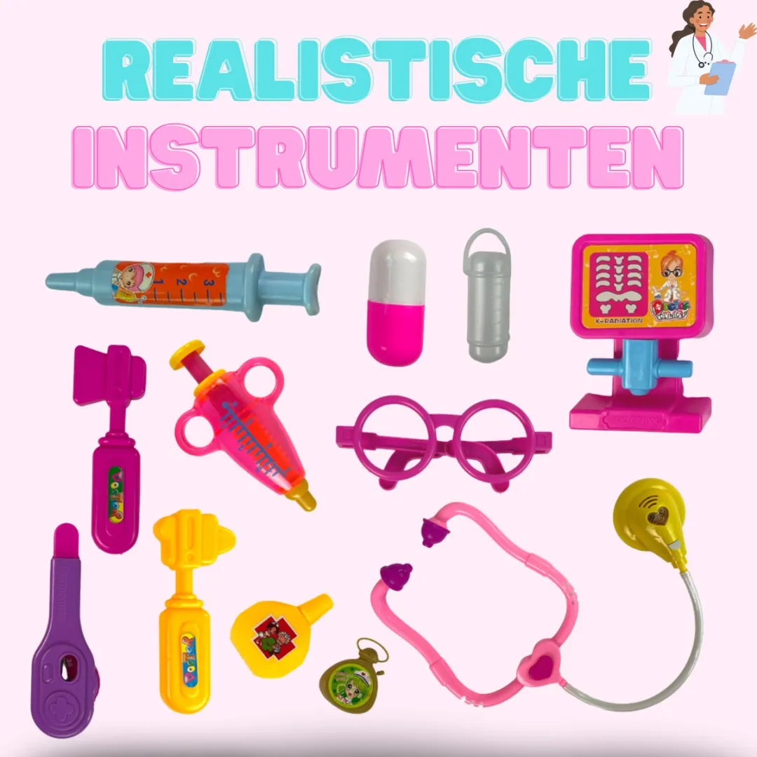LeanToys Kinder Dokterset Roze - Stethoscoop + E-Book