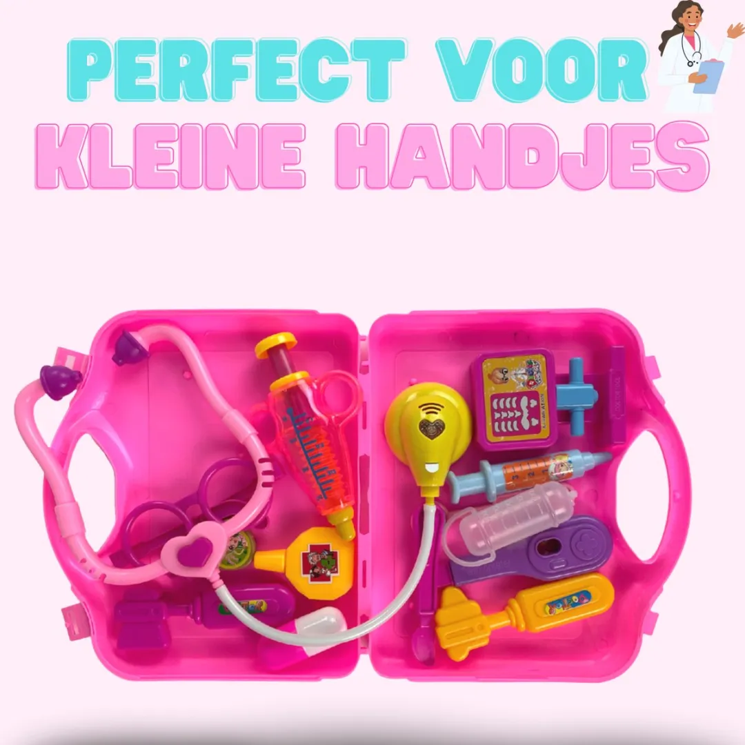 LeanToys Kinder Dokterset Roze - Stethoscoop + E-Book