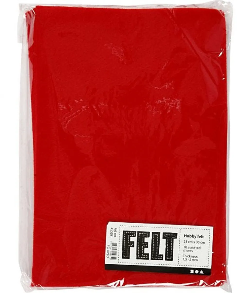Creativ Company Hobbyvilt A4 - Rood - 10 Stuks