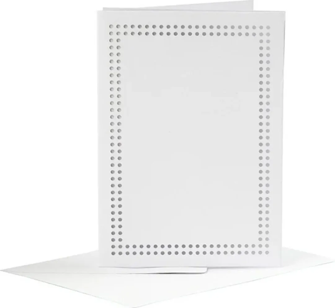 Creativ Company Borduurkaarten 10,5x15cm - Wit - 6 Stuks
